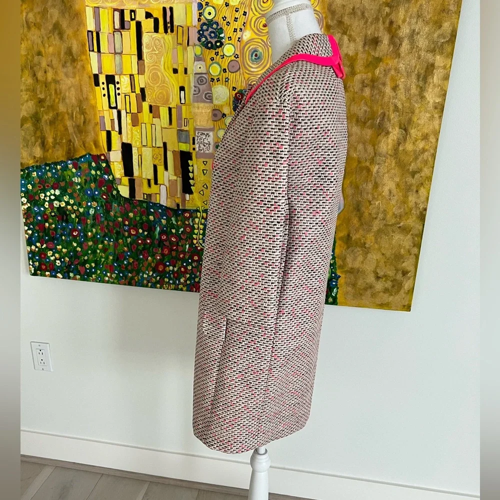 KATE SPADE Carrie’s Pink Tweed Coat With Hot Pink Buttons Size 4